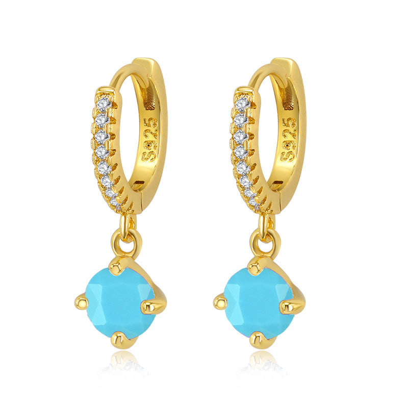 Light Luxury Sier Needle Geometric Ear Female Water Drop Leaf Stud Earrings