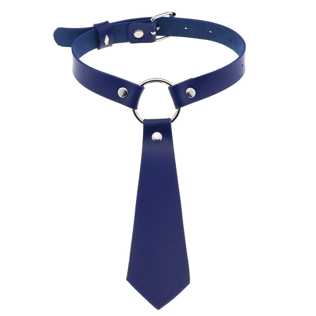Personality Fashion Leather Bondage Tie Punk Collar