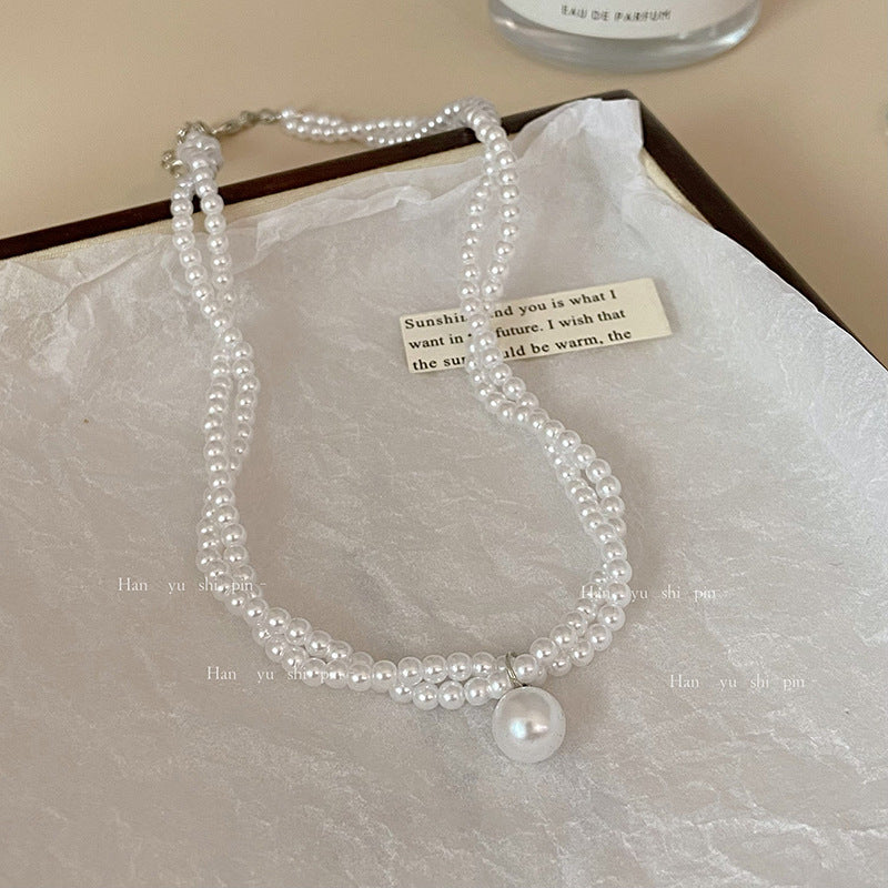 Women's Retro Pearl Affordable Luxury Fashion Temperament Wild Good-looking Clavicle Necklace