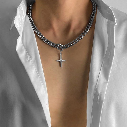 Cuban Thick Chain Cross Stars Clavicle Necklaces