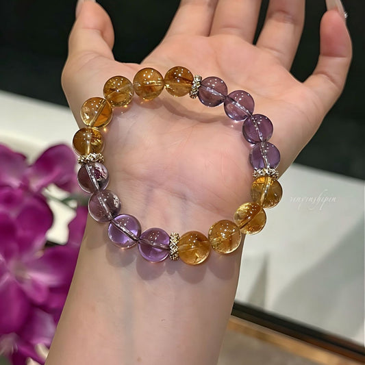 Rich Double Crystal Imitation Yellow Symbiosis Bracelets