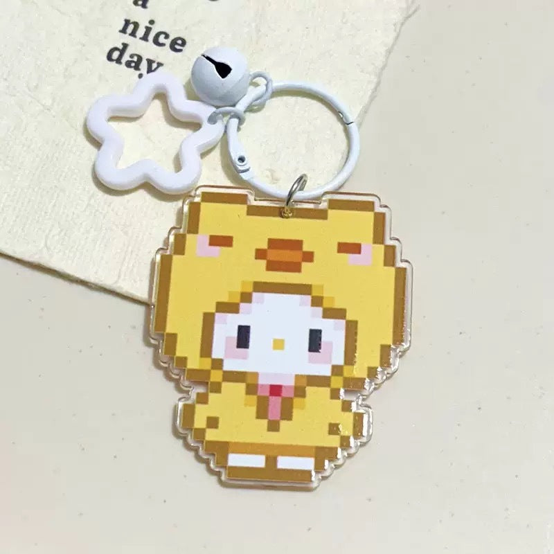 Pixel Cartoon Key Button Schoolbag Cute Acrylic Hang Decorations Hanging Ornaments