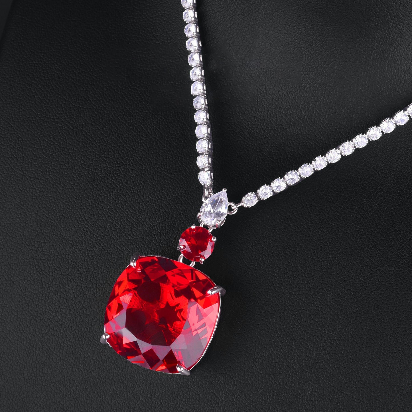 Women's Live Streaming Imitation Paraiba Luxury Full Diamond Redstone Jewelry Set