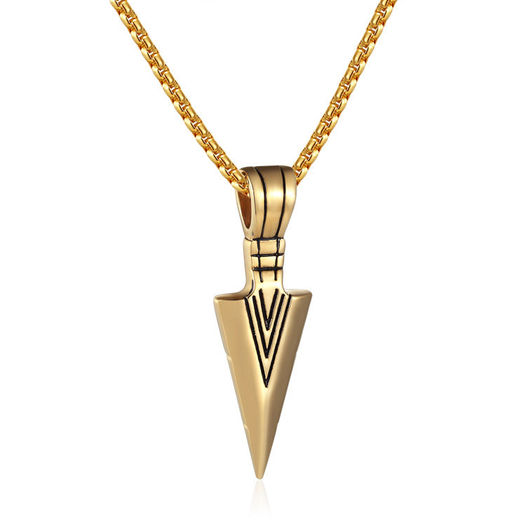 Men's Titanium Cow Stainless Steel Casting Arrow Personality Necklace