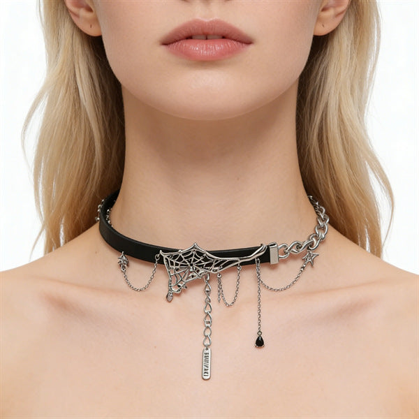 Leather Female Black Spike Punk Gothic Collar