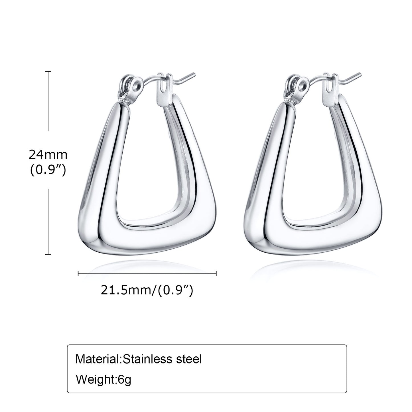 Exaggerated Stainless Steel Hollow Geometric U-shaped Curved Rings