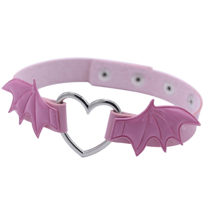 Skin Peach Heart Love Bat Wings Devil Necklaces