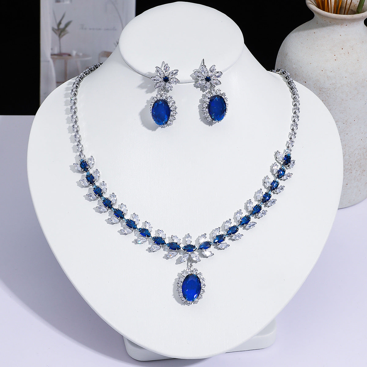 Full Diamond Drop-shaped Temperament The Dinner Party Jewelry Set