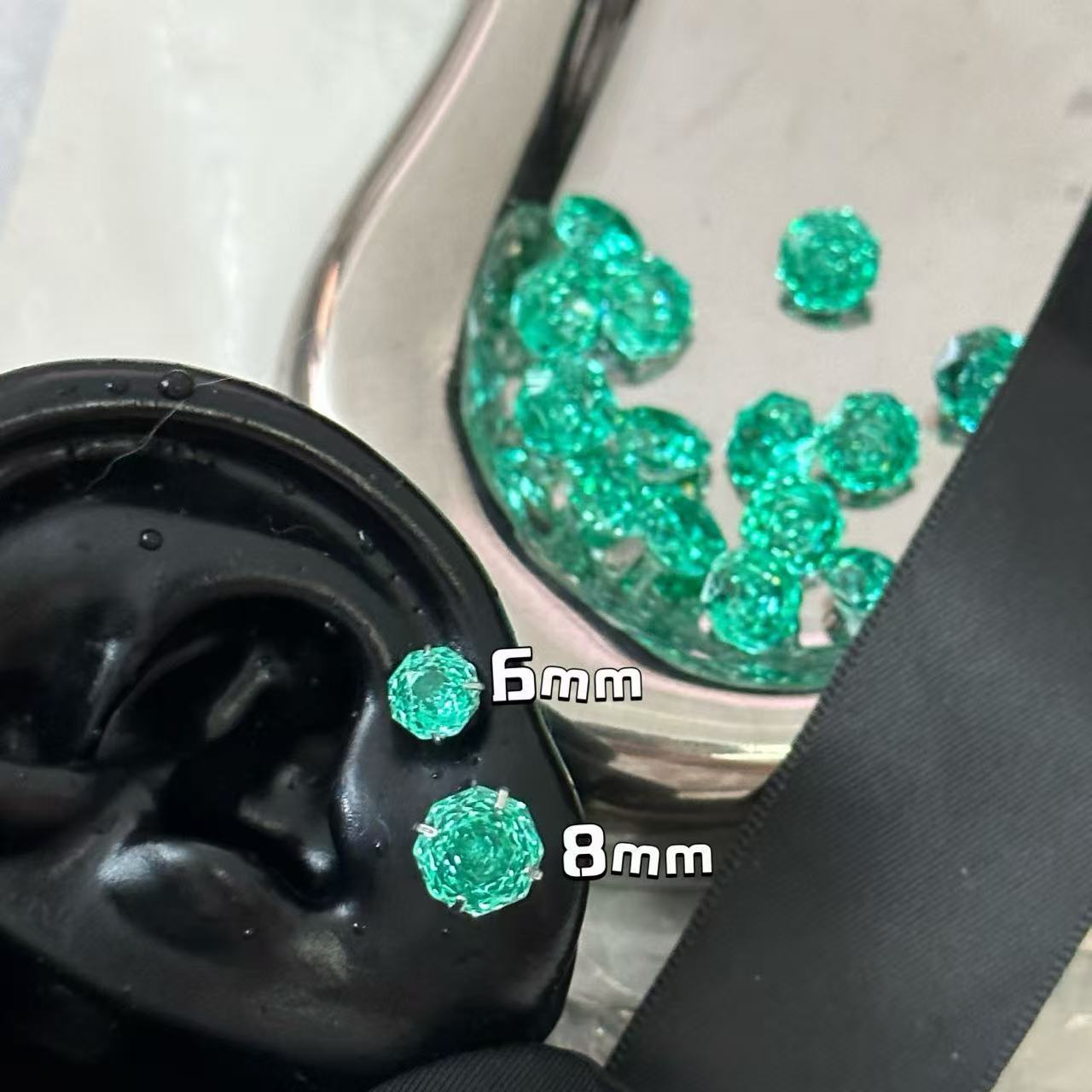 Rose Cut Zircon Medical Titanium Alloy Ear Bone Stud Earrings