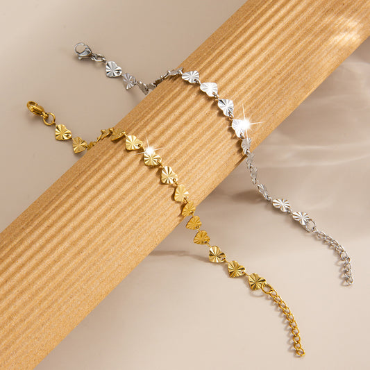 Women's Embossed Love Titanium Steel Gold-plated High-grade Bracelets