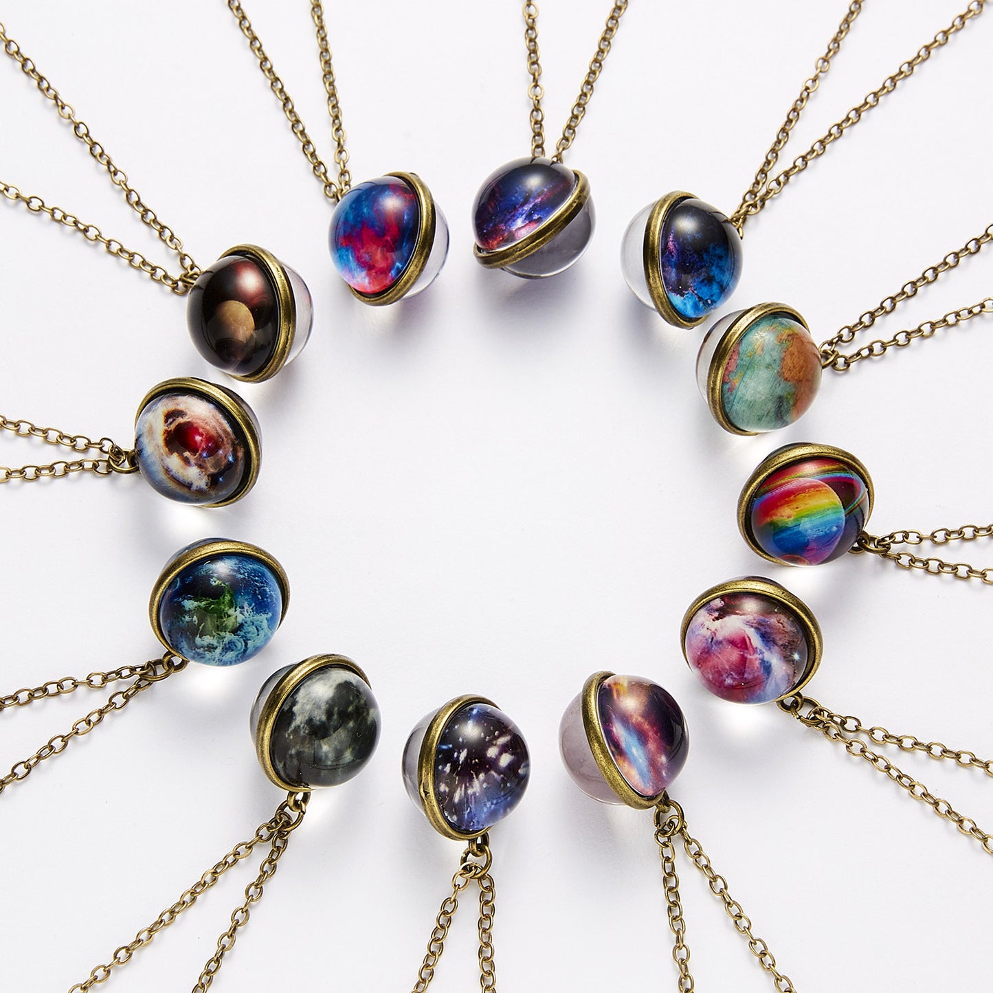 Galaxy Nebula Universe Luminous Double-sided Glass Necklaces