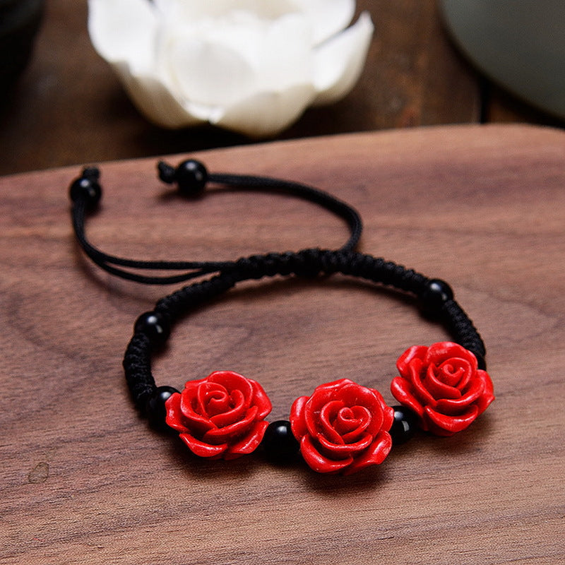 Women's Red Rose Ethnic Style Flower Beaded Bracelets