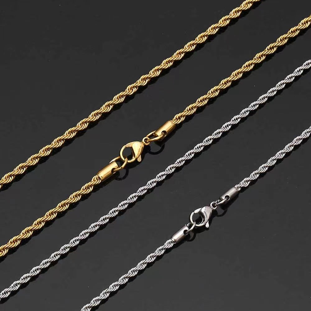 Men's Steel Hemp Flowers Chain Tide Hip Hop Necklaces