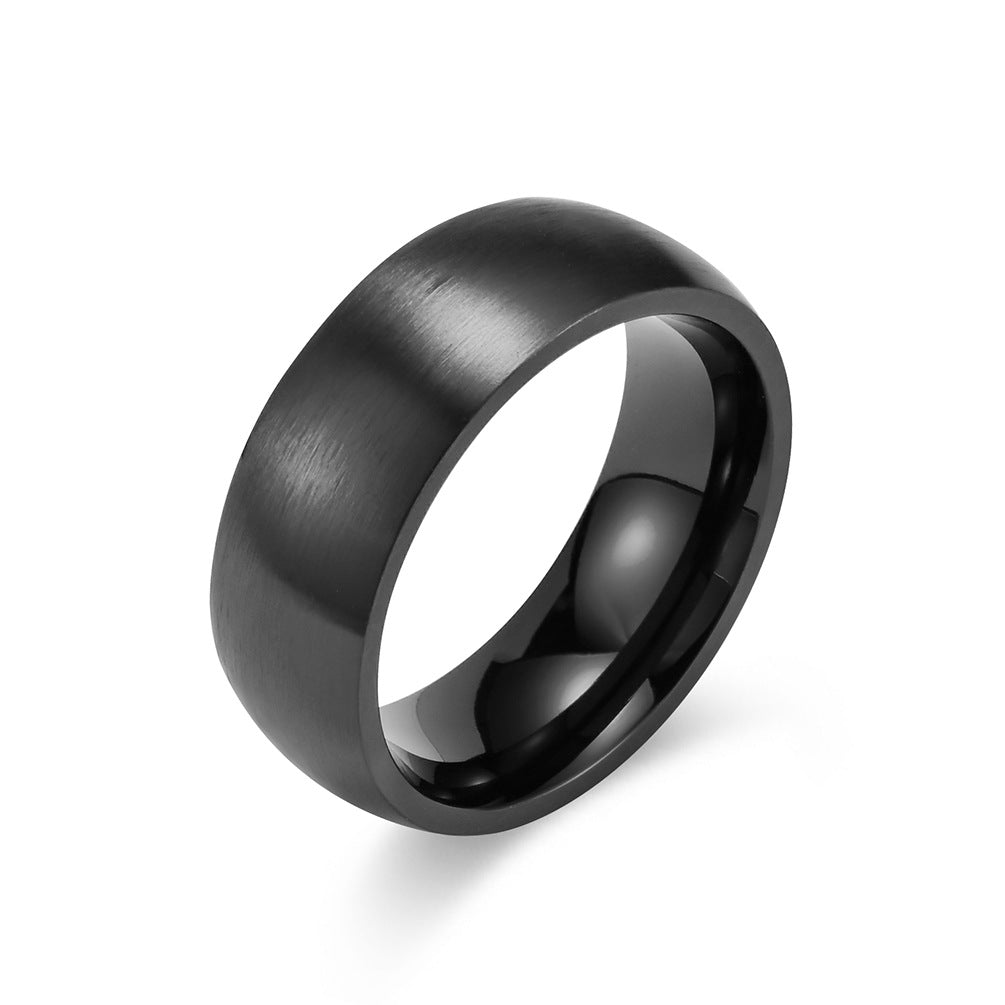 Men's Simple Titanium Steel Matte Brushed Inner Rings
