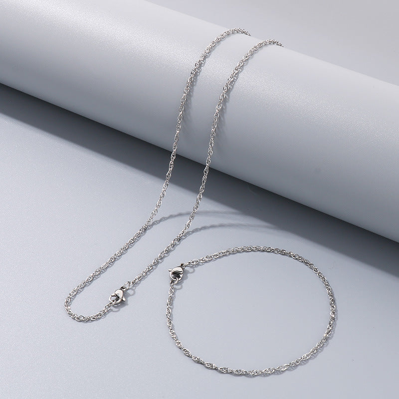 Women's & Men's Square Line Hemp Flowers Chain Simple Choker Titanium Steel Woven Necklace