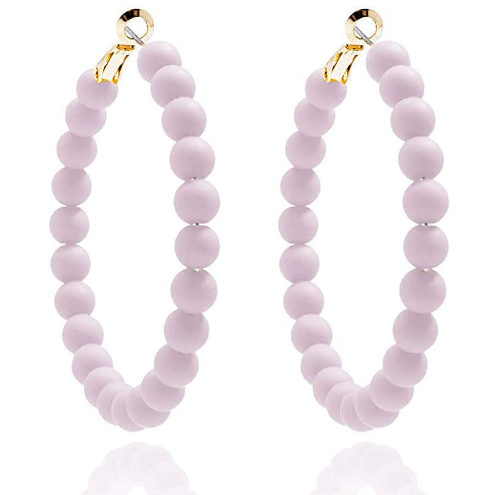 Women's Summer Colorful Acrylic Beads Round Bohemian Fashion Handmade Earrings