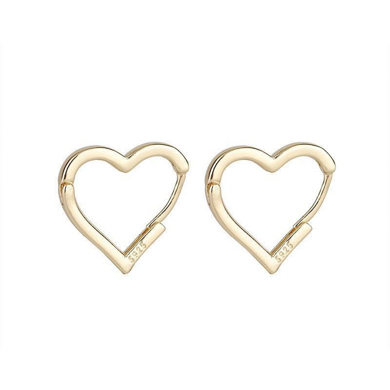 Women's Personality Love Heart Ear Clip Style Temperament Heart-shaped Retro Earrings