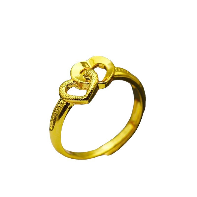 Design Simple Three-dimensional Double Loving Heart Rings