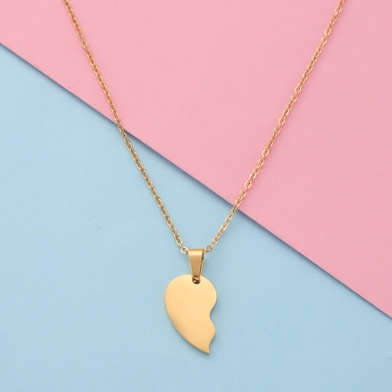 Fashion Titanium Steel Couple Heart Love Necklaces