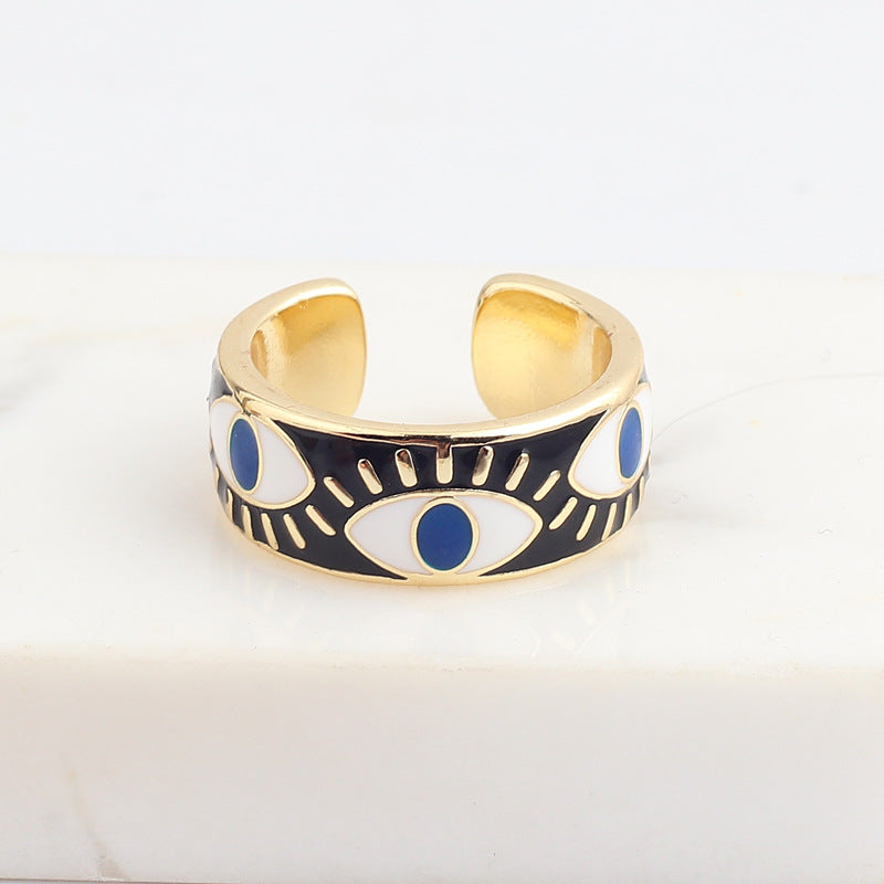Female Devil's Eye Gold Plated Drop Rings
