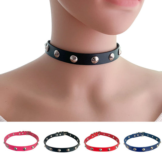 Women's Drum Spike Gothic Personality Dark Style Leather Collar
