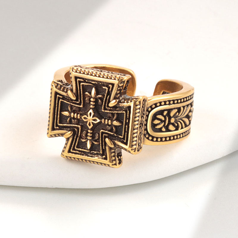 Embossed Vintage Cross Fashion Unique Exquisite High Rings