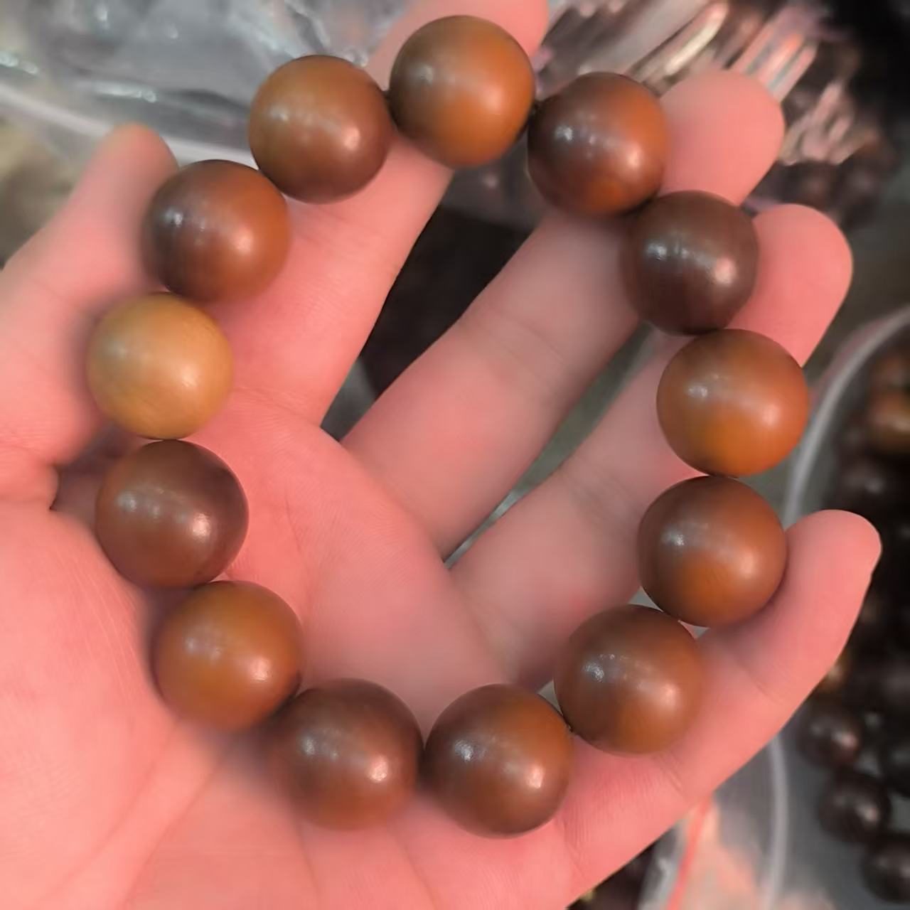 Men's Large Excellent Natural Lightning Strike Jujube Full Bracelet