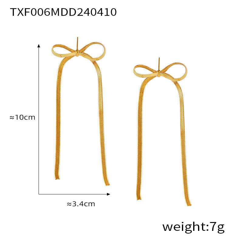 Korean Style Simple Sweet Personality Bow Geometric Chain Like Flat Pendants