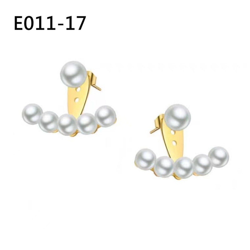 Women's Sier Needle Mermaid Pearl Retro Simple Graceful Earrings