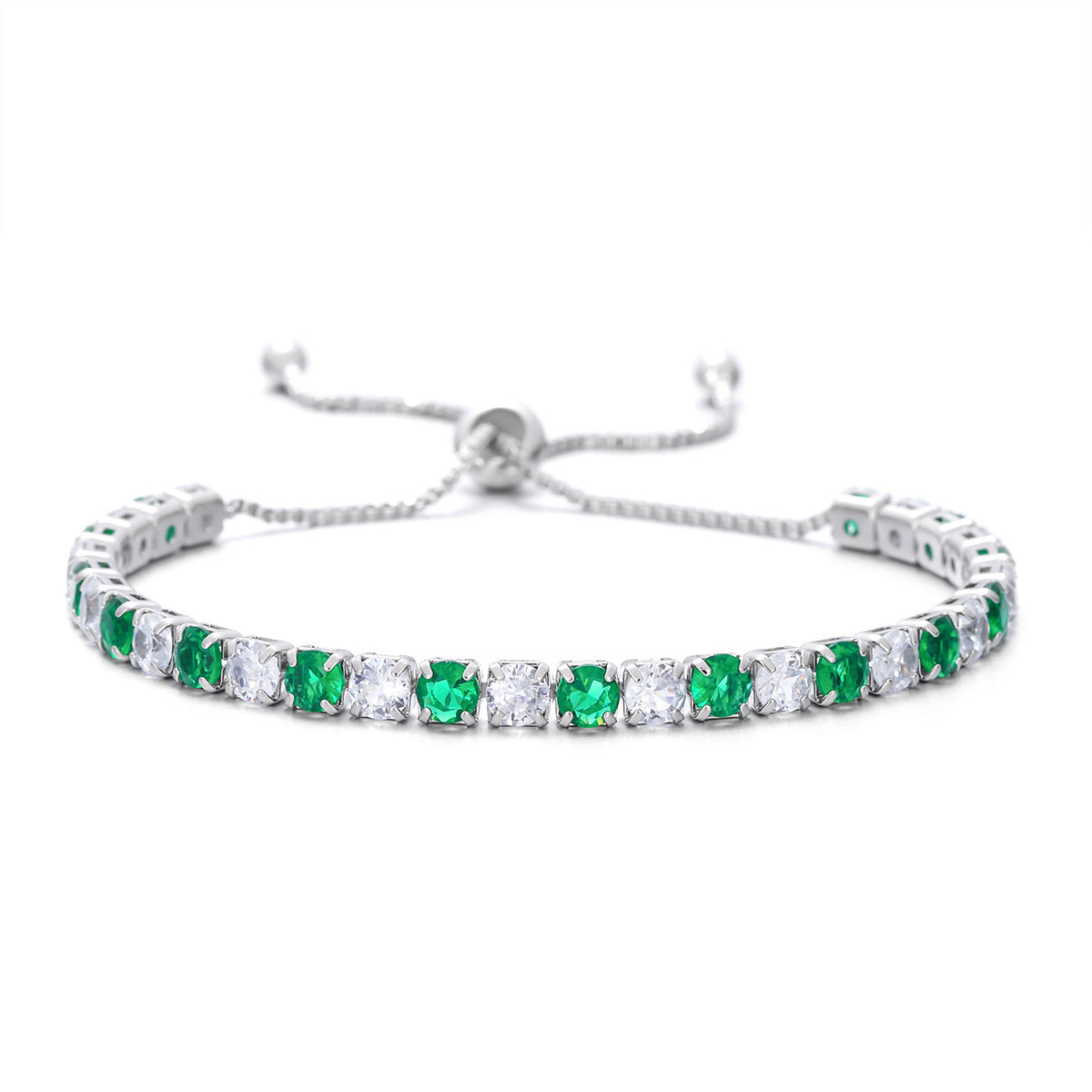 Zircon Single Row Full Diamond Adjustable Draw Tennis Fashion Bracelet