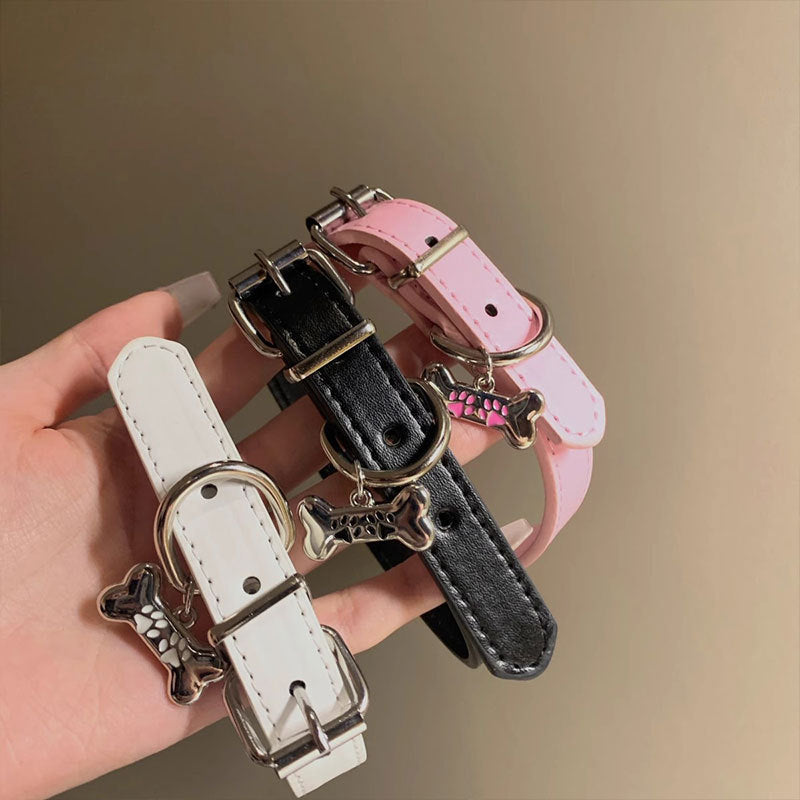 Women's White Dog Bone Hot Sweet Cool Neck Short Collar