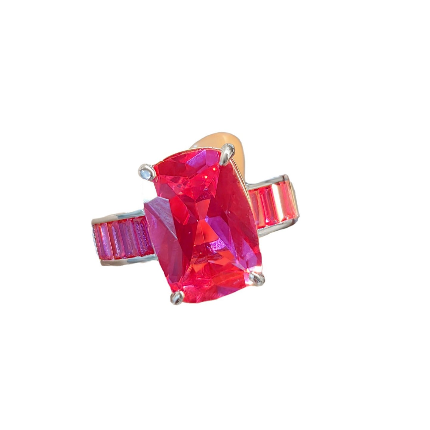 Women's Gradient Red Corundum High Sense Carbon Rings