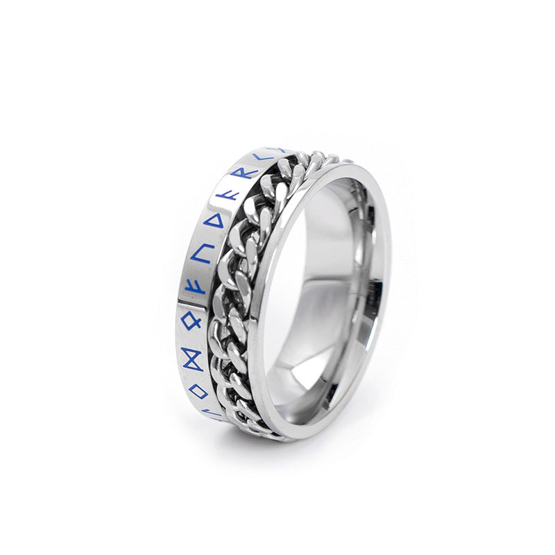 Popular Titanium Steel Viking Text Can Ring