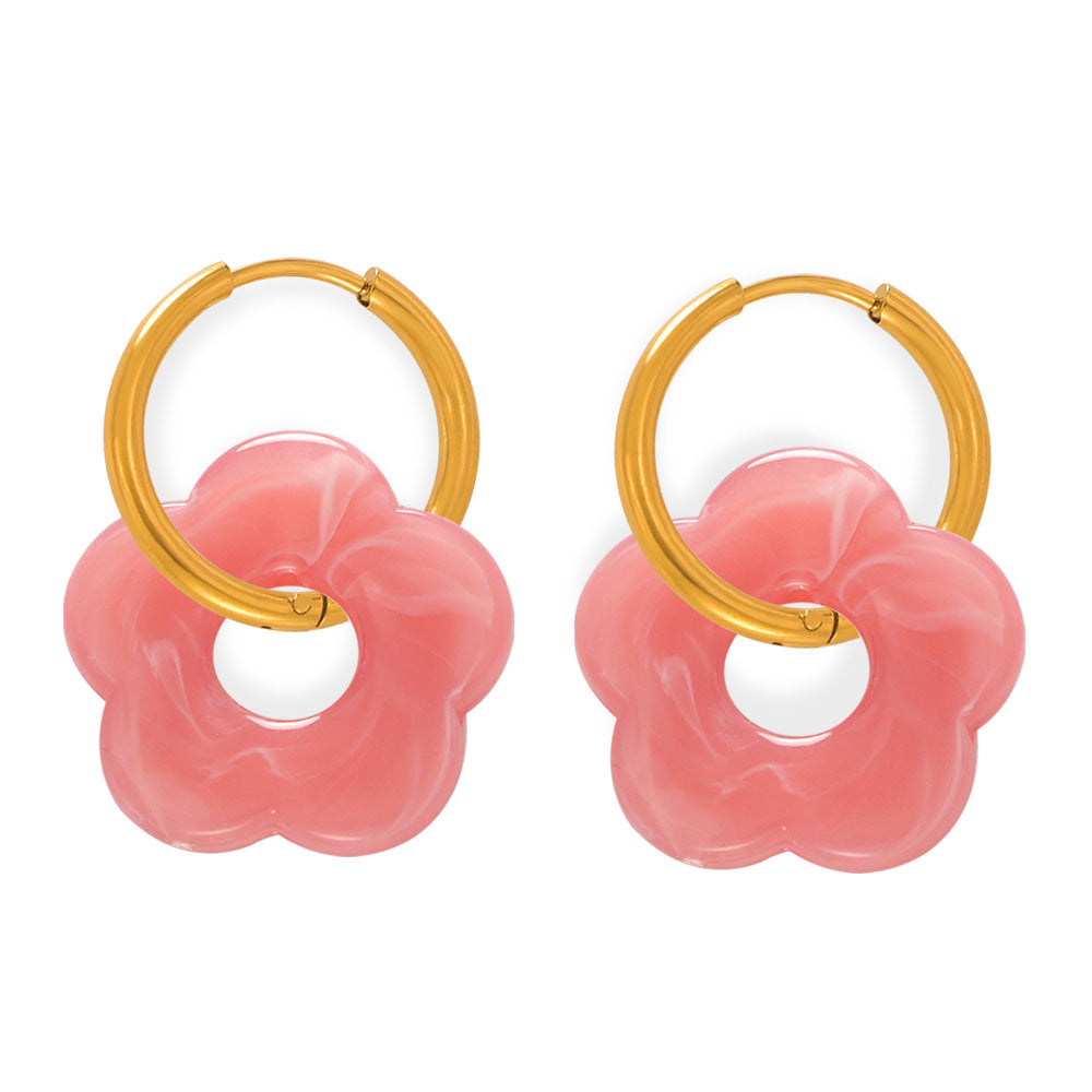 Women's Simple Sweet Fashion Titanium Steel Gold-plated Chain Flower Jewelry Set