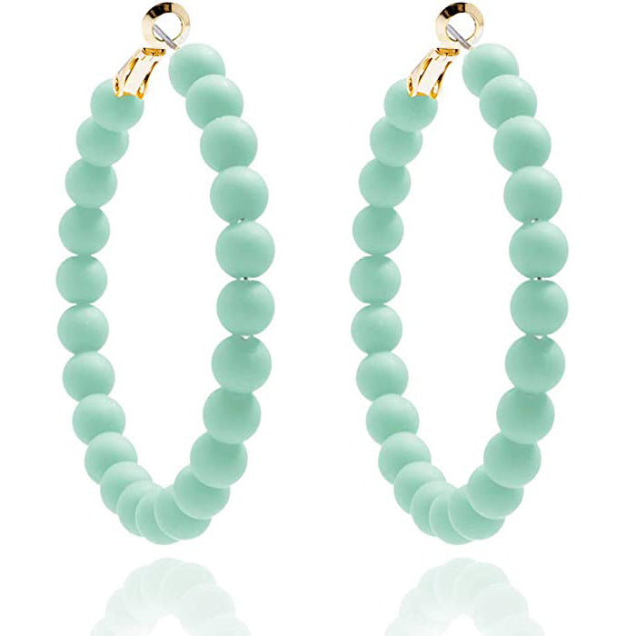 Women's Summer Colorful Acrylic Beads Round Bohemian Fashion Handmade Earrings