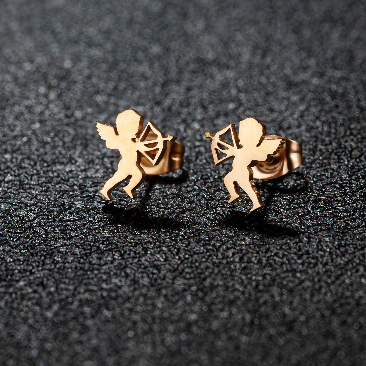 Stainless Steel Goldfish Bird Ear Design Ghost Skull Stud Earrings