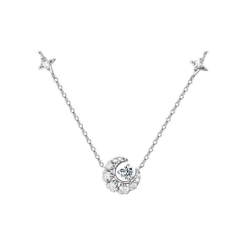 Series Female With Hearts Pink Diamond Star Moon Light Luxury Necklace