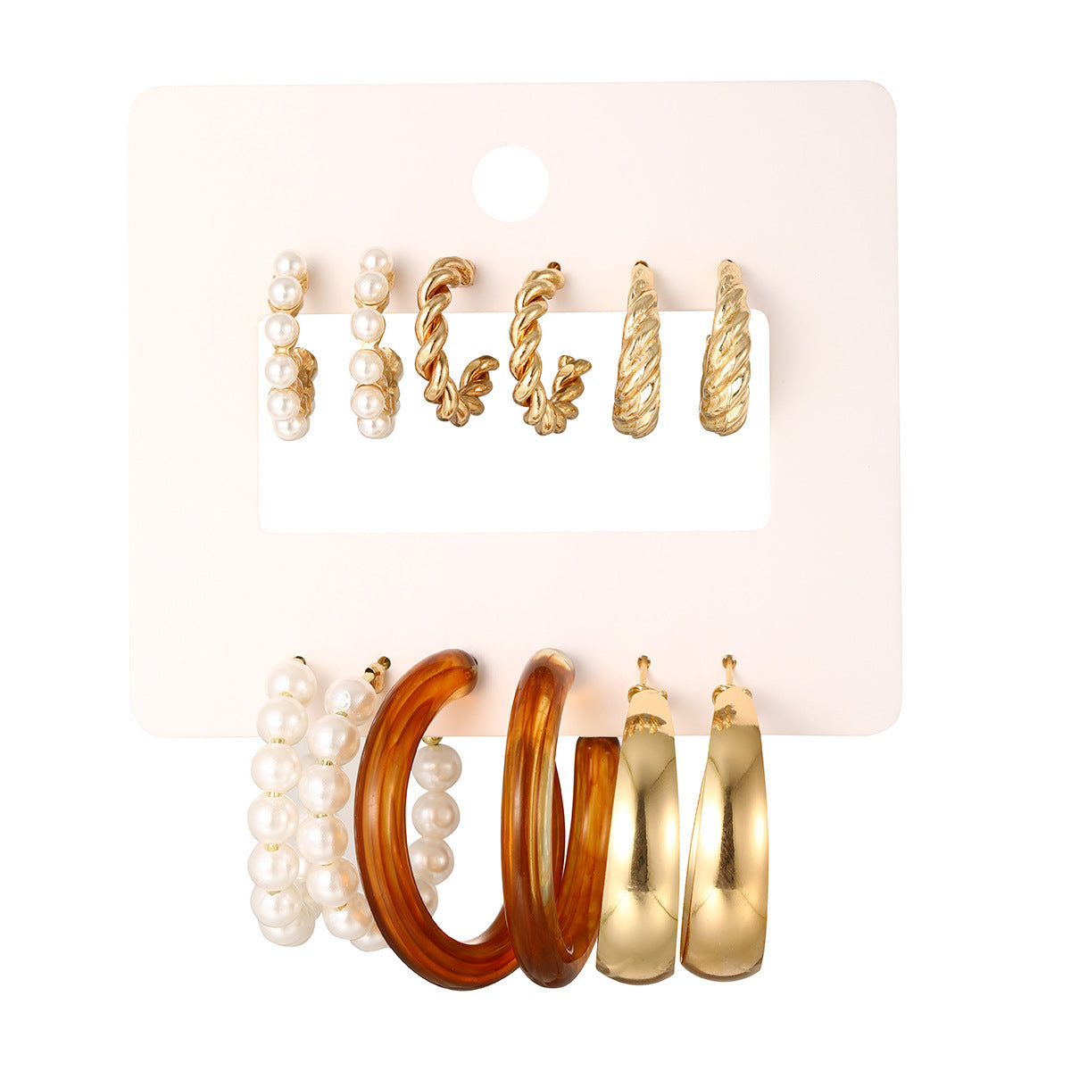 Women's Geometric Type Alloy Pearl Suit Pairs Fashionable Rings