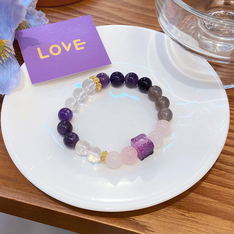 Ethnic Style Purple Crystal Simple Design Glass Bracelets