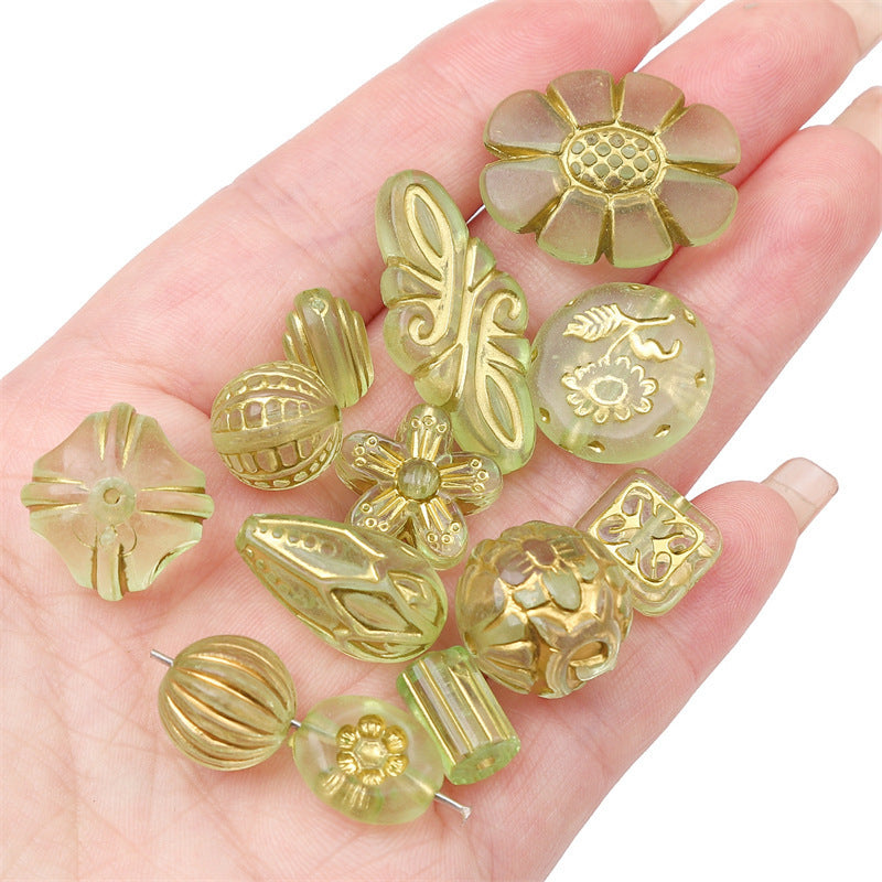 Acrylic Transparent Vintage Frosted Gold Scattered Beads Jewelry Accessories