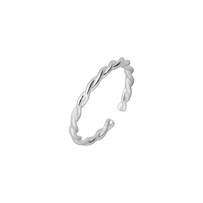 Women's Sterling Sier Twist Simple Retro Niche Design Open Ring
