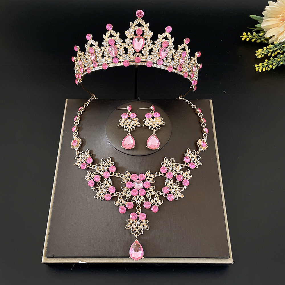 Bridal Headdress Crown Three-piece Wedding Rhinestone Jewelry Set