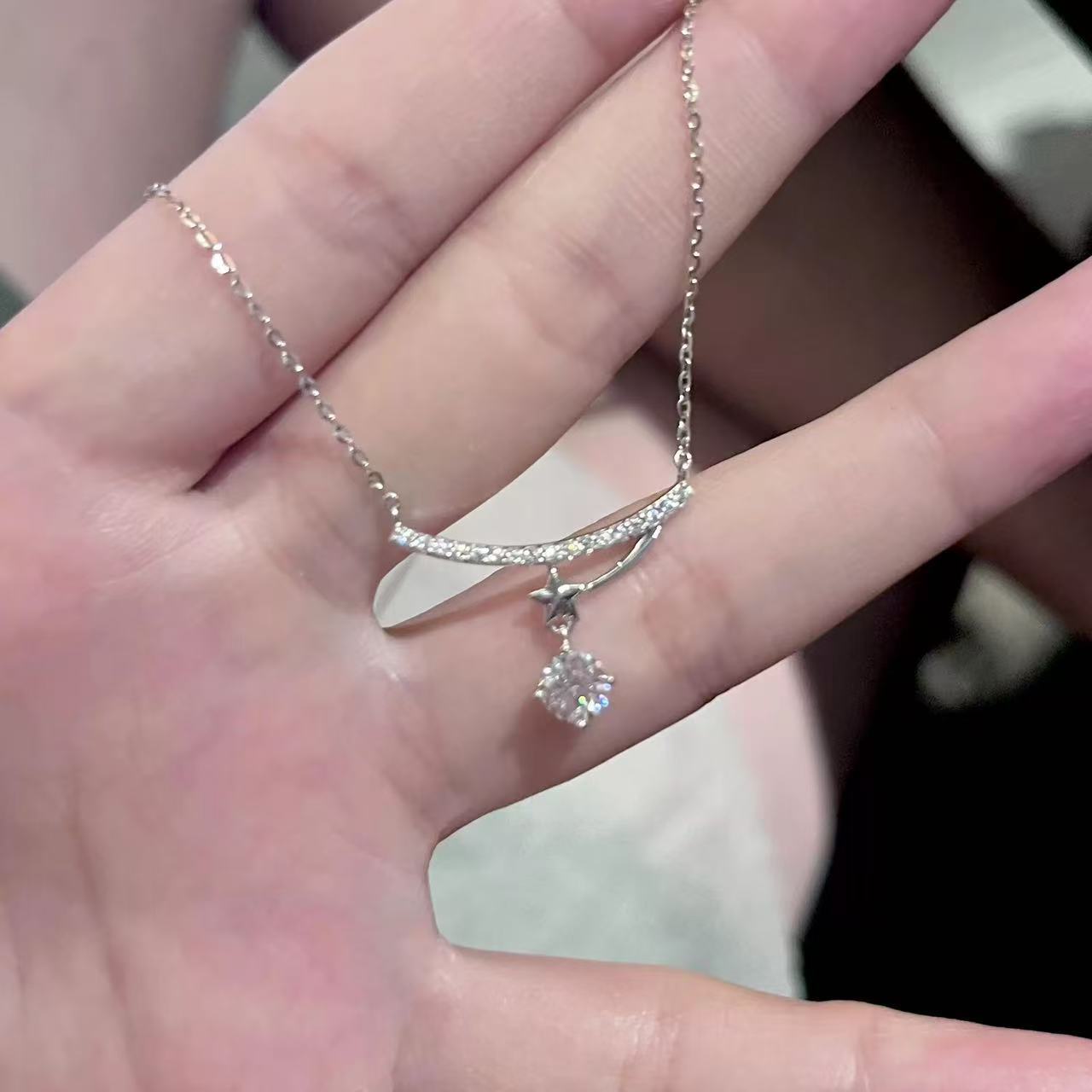 Sparking Zirconium Light Luxury Minority Design Sweet Graceful Bow Necklaces