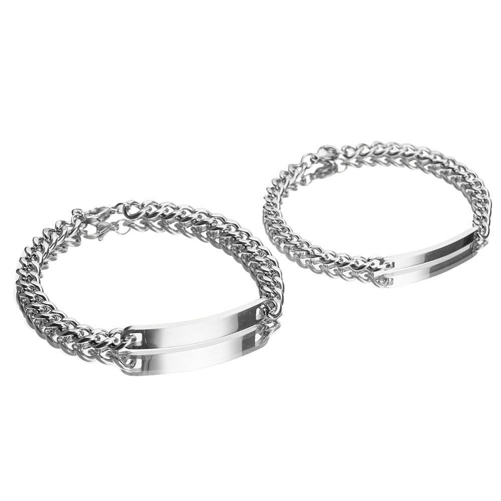 2 Can Carve Writing Titanium Steel Bracelets