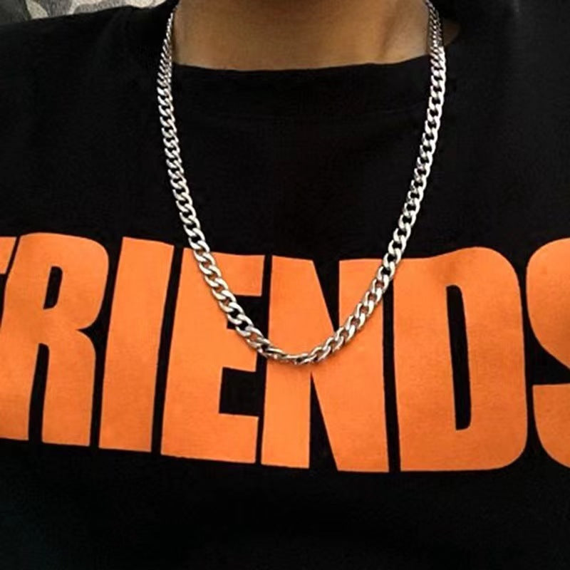 Stainless Steel Cuban Link Chain Simple Couple Street Necklace