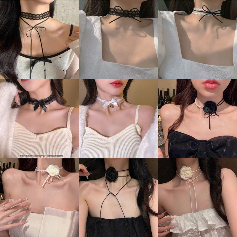 Camellia Female Lolita Dark Clavicle Chain Necklaces