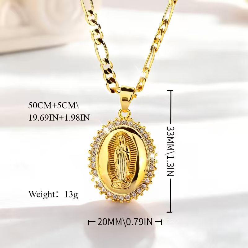 Women's Inlaid Zircon Virgin Mary Vintage Bohemian Necklace