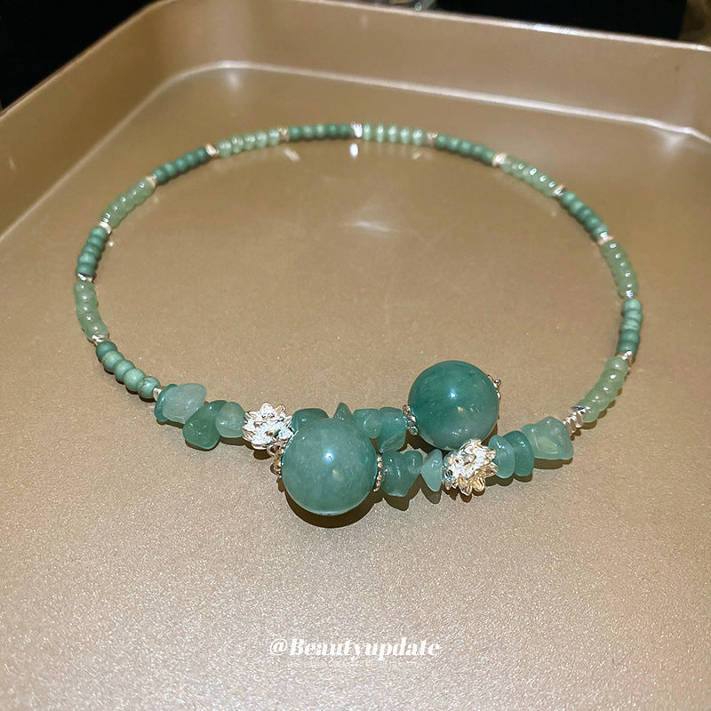 Style Contrast Color Beaded Lotus Jade High Sense Necklaces