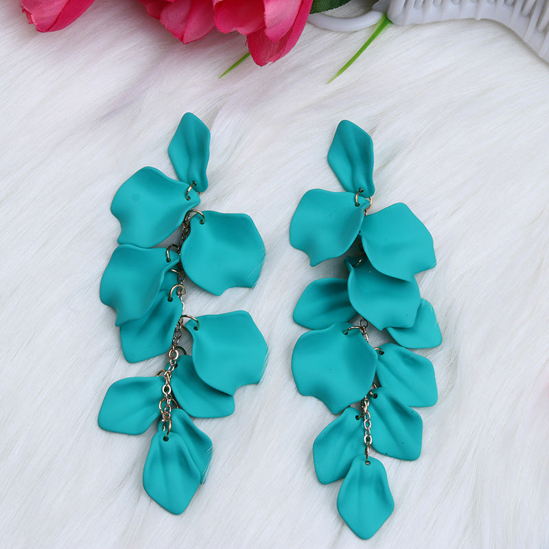 Women's Fashion Personality Tassel Petals Candy Color Design Earrings