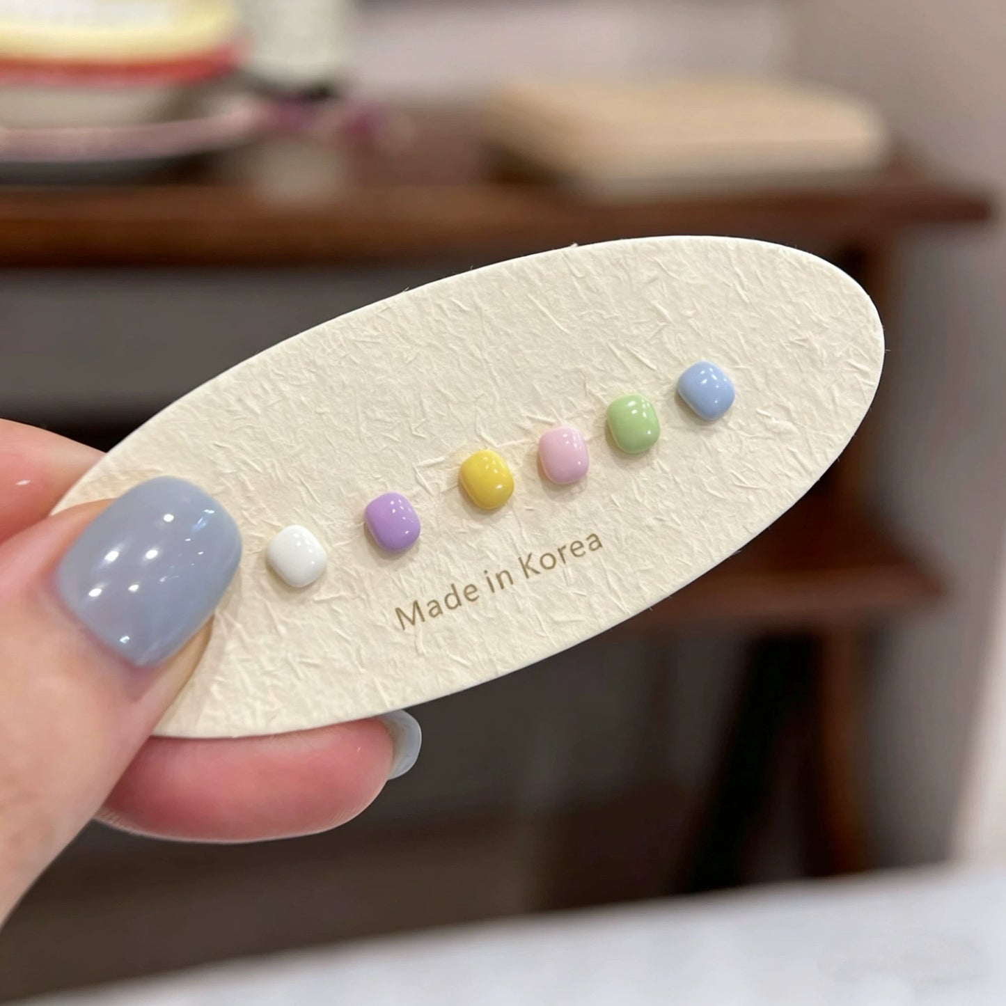 Sweet Macaron Female Color Small Versatile Earrings